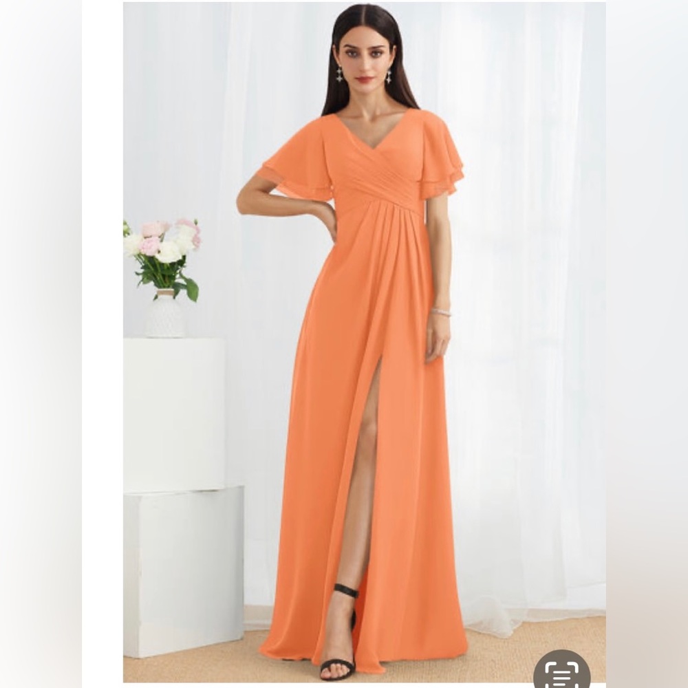 Orange Chiffon bridesmaid dress size 14